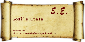 Soós Etele névjegykártya